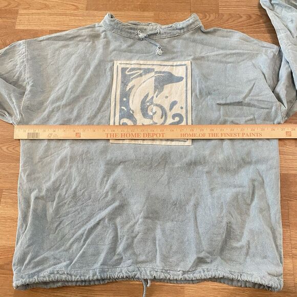 Vintage 80s 90s by Taylor USA Cotton Denim Pullover Dolphin Art L/XL surfer - Picture 8 of 13